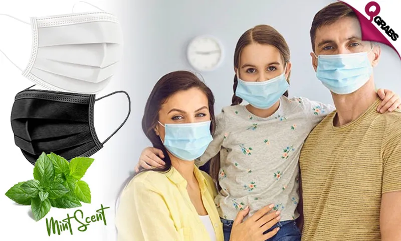 Mint Scent Disposable 3-Ply Colored Face Masks!